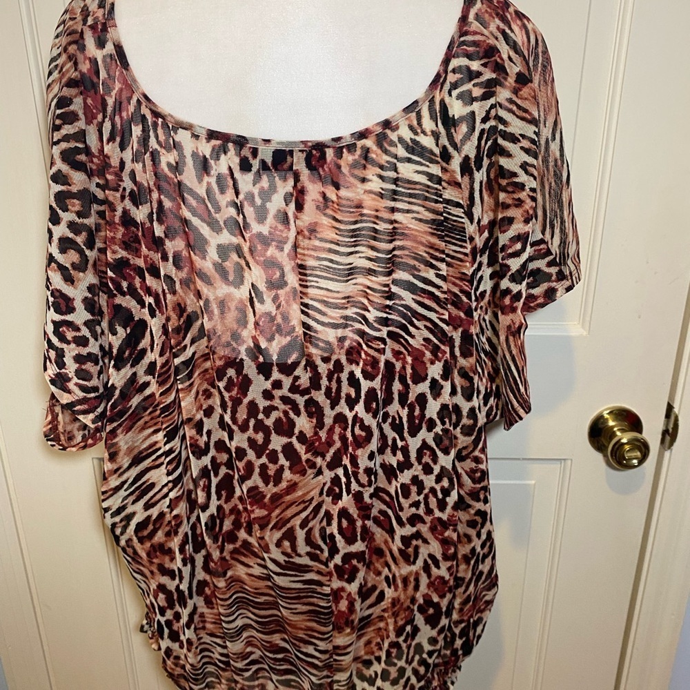 Apt 9 Animal Print Tank with Sheer Cover Blouse 2X - Picture 3 of 3